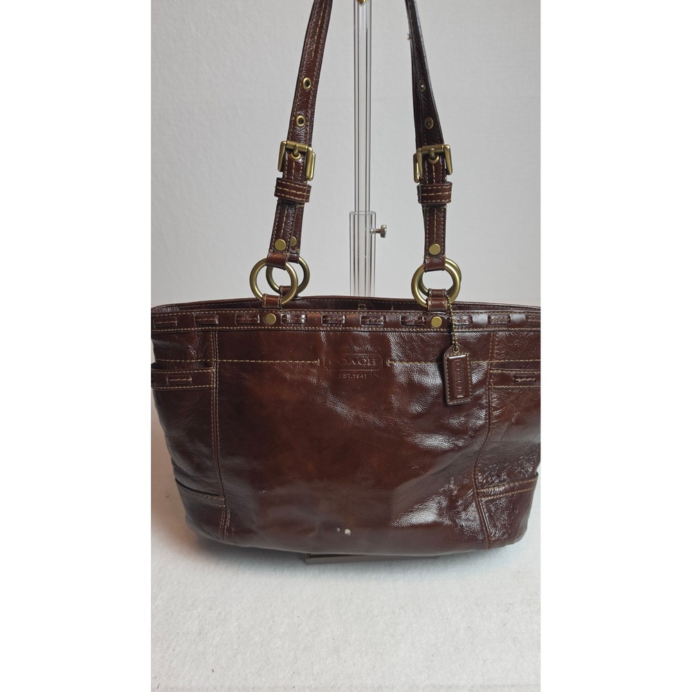 Coach Bleecker Ergo Mahogany Brown Leather Tote Bag Brass Hardware 11500